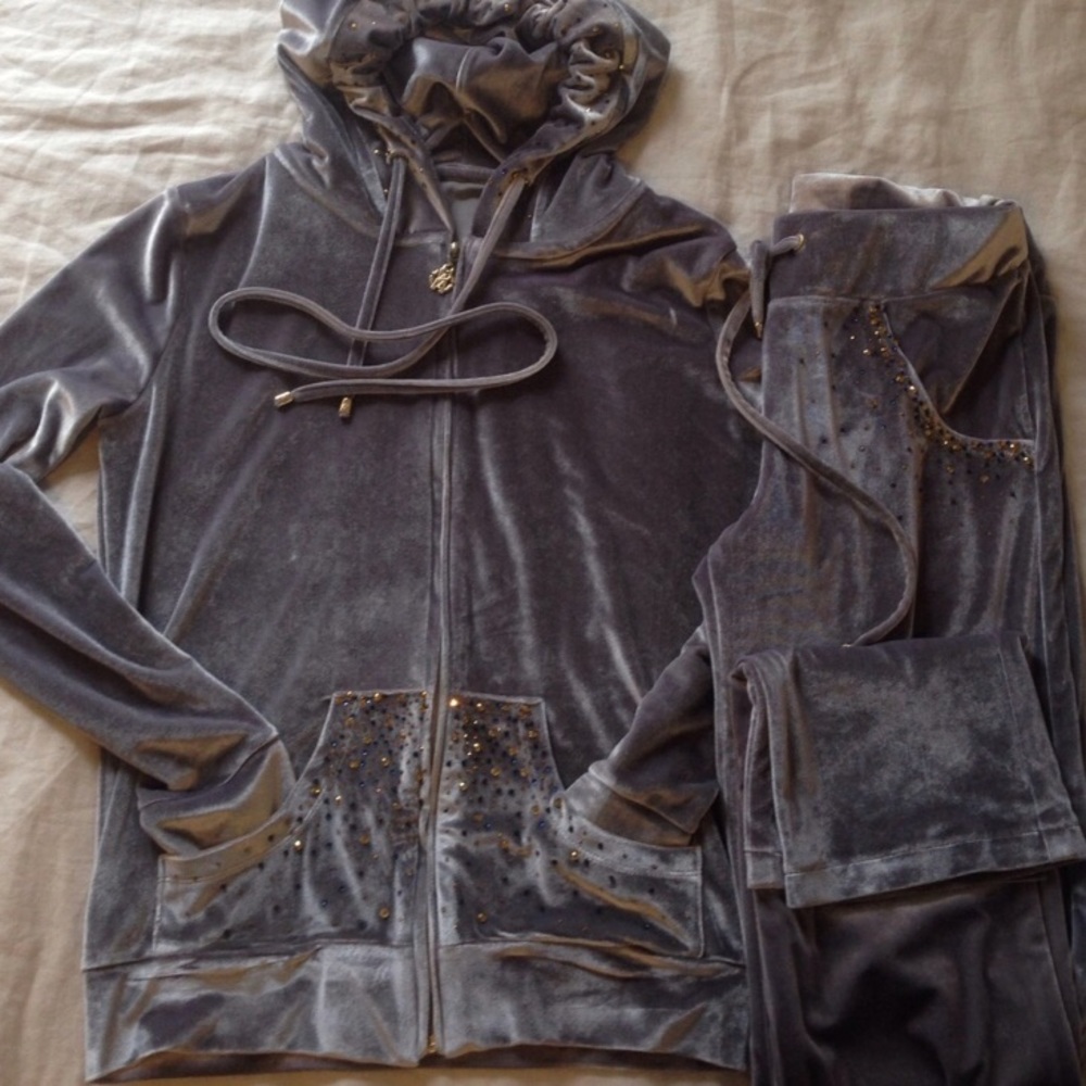 Robert Cavalli Velvet Zip Up & Pants Set